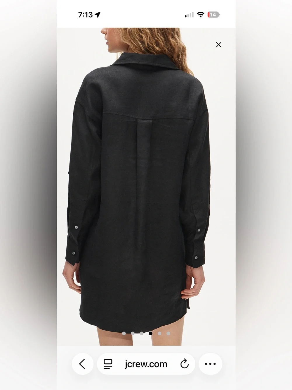 J. Crew white Linen Collared Long Sleeve Mini Dress Tunic M